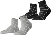Esprit Fine Line 2-Pack slijtvast kwartlengte katoen multipack sokken dames veelkleurig - maat 39-42