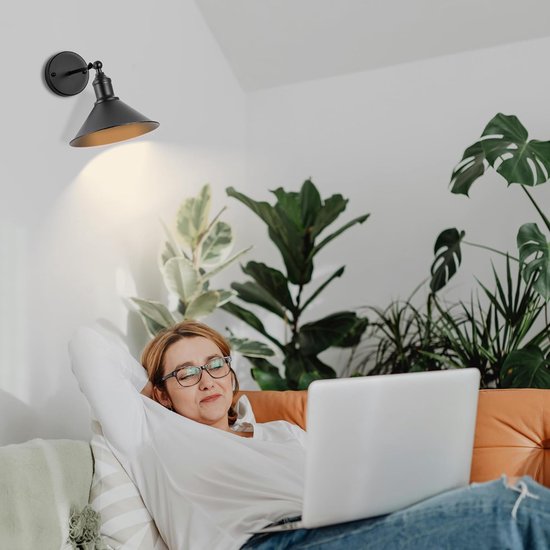 Vintage Wandlamp op batterijen, 2 stuks (zwart) — afbeelding 5