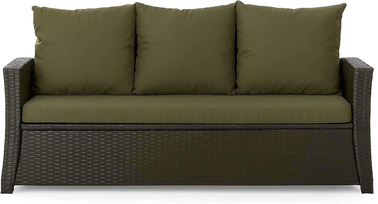 Bankkussen, outdoor zitkussen, voor tuinbank van polyrotan, voor buiten, bankkussen, voor schommelbank, rotan, zitbank, groen, 180 x 60 x 50 cm