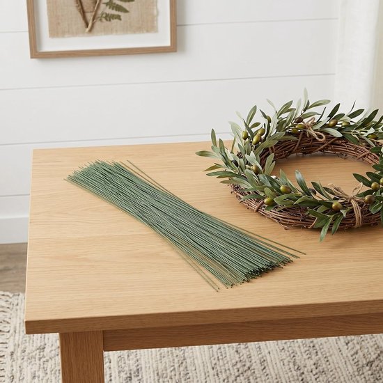 100 Stuks Flexibele Olijfgroene Bloemendraad met Papieren Coating Sterke Ijzeren Stelen voor Kunstbloemen DIY Bloemstukken Kransen Decoraties — afbeelding 5