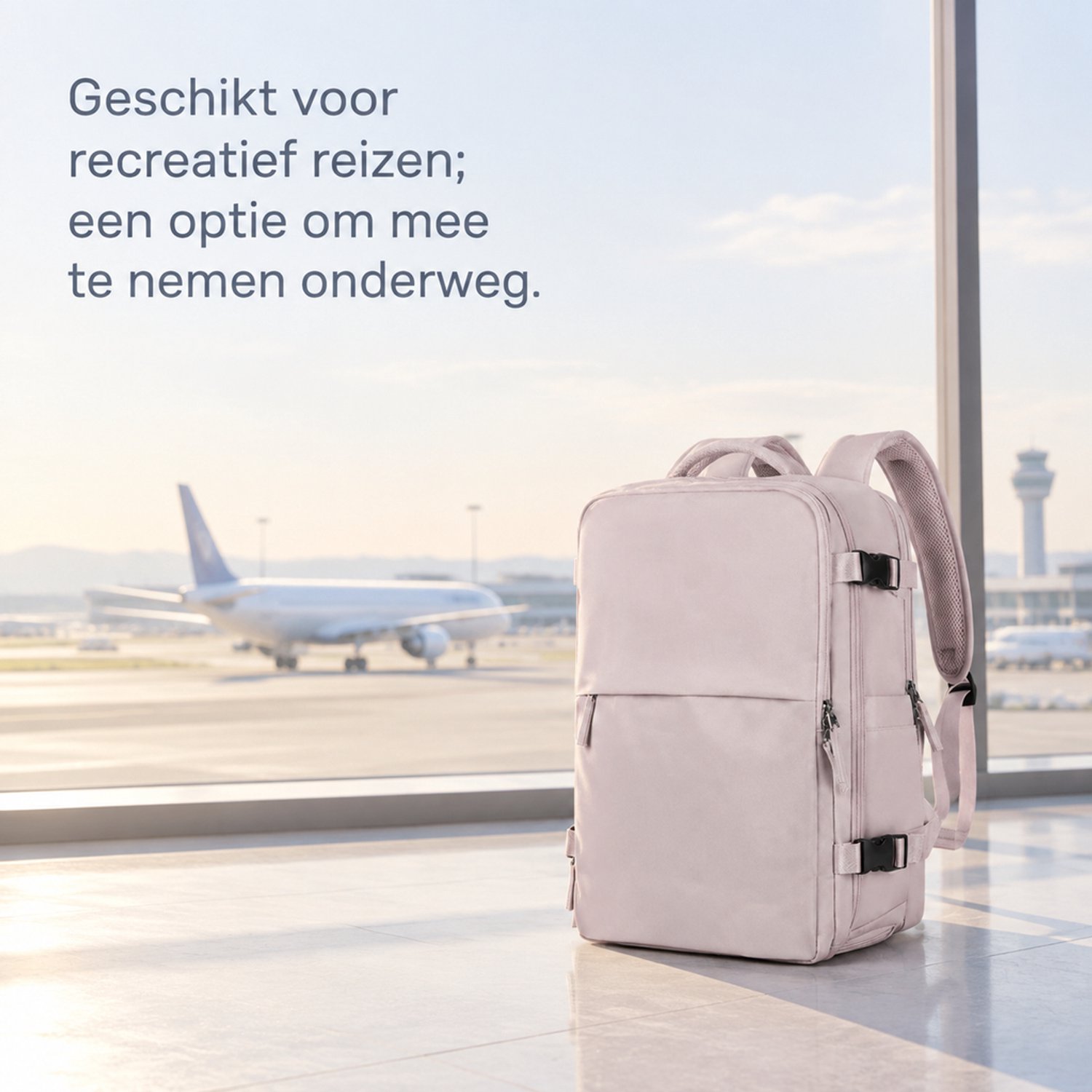 Rugzak - middelgroot, 4 vakken - voor recreatief reizen - oudroze