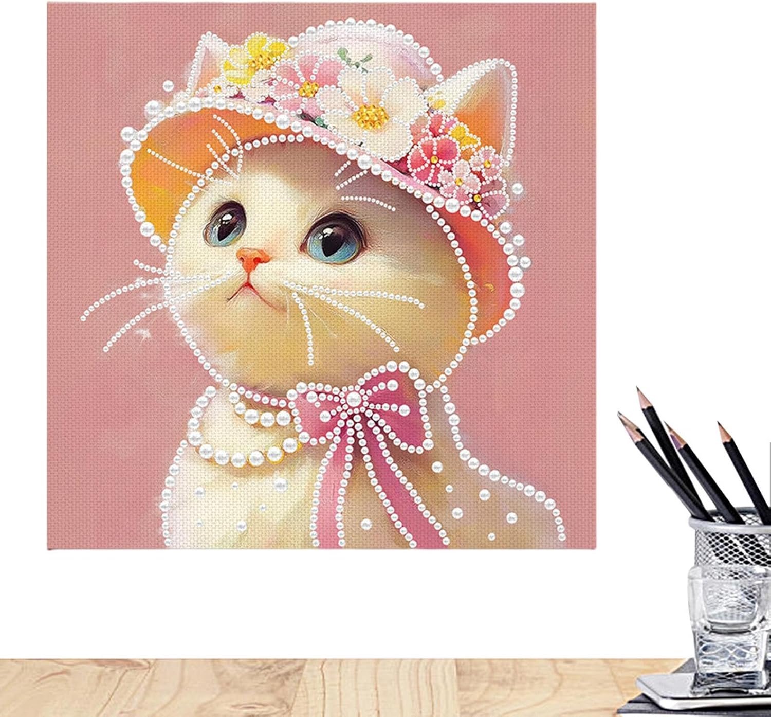 Parelkunst Kit,30 x 30 cm Schattig Ambachtelijk | Gedeeltelijk geboord 3D Parelschilderkit,Voor Hobby & Ontspanning, Decoratie voor en Kantoor, Beginners