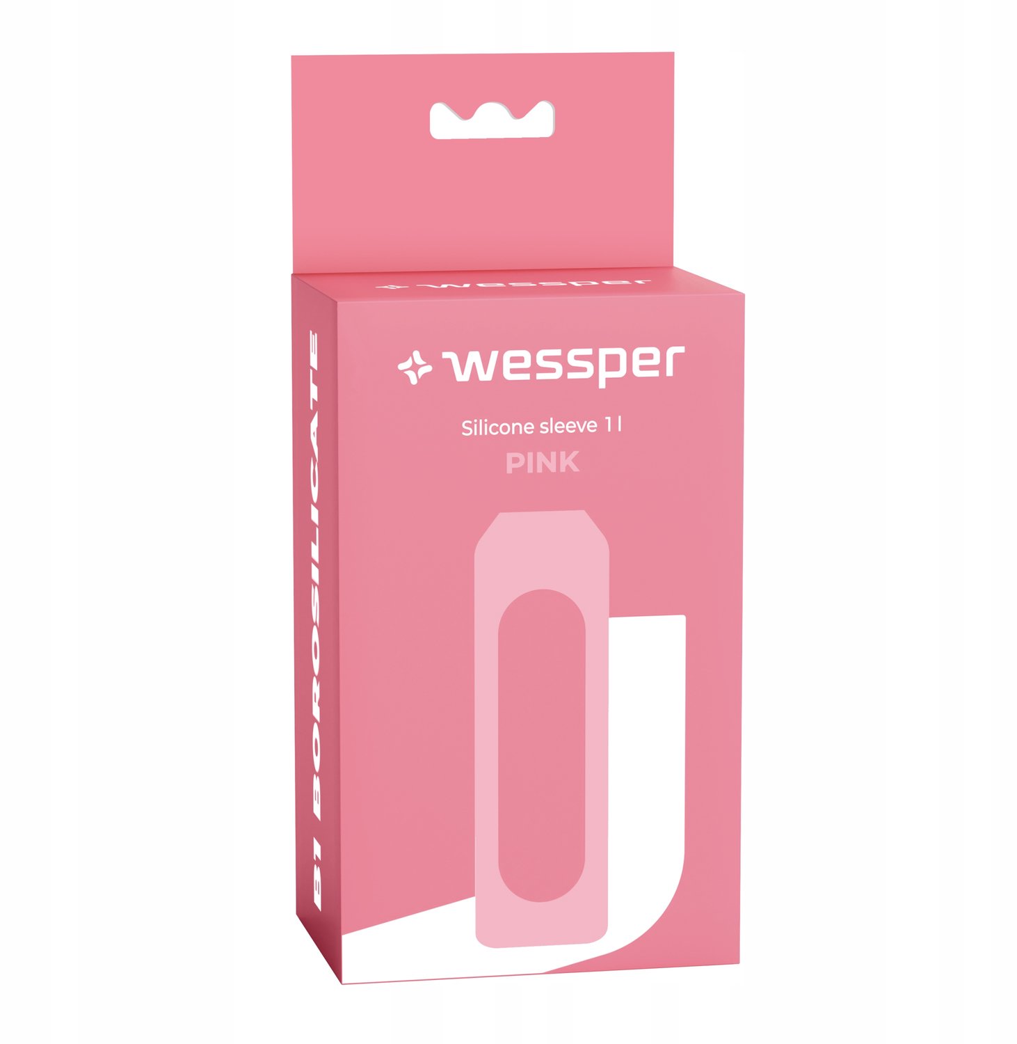Wessper B1 Borosilicate 1L Siliconen Fleshoesje - Roze