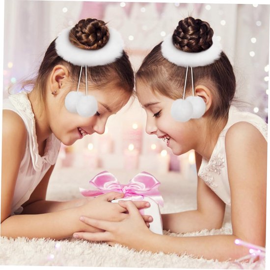 2stuks Fluffy Scrunchies Zachte Pompom Haarbanden Voor Vrouwen Verstelbare Duurzame Haaraccessoires Voor Ponytails Buns Voor Feestjes Dagelijks Gebruik — afbeelding 2