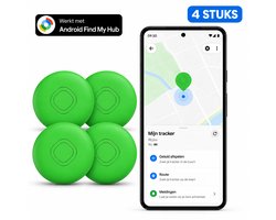 Android GPS Tracker – 4 stuks - Werkt met Google Find My App – Locatie Tracker voor Sleutels, Koffer, Fiets, Auto & Huisdier – Vervangbare Batterij – Alleen voor Android – Groen