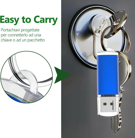 2 stuks 8 GB USB-sticks 2.0 pendrive 8 GB metaal zilver/blauw — afbeelding 4