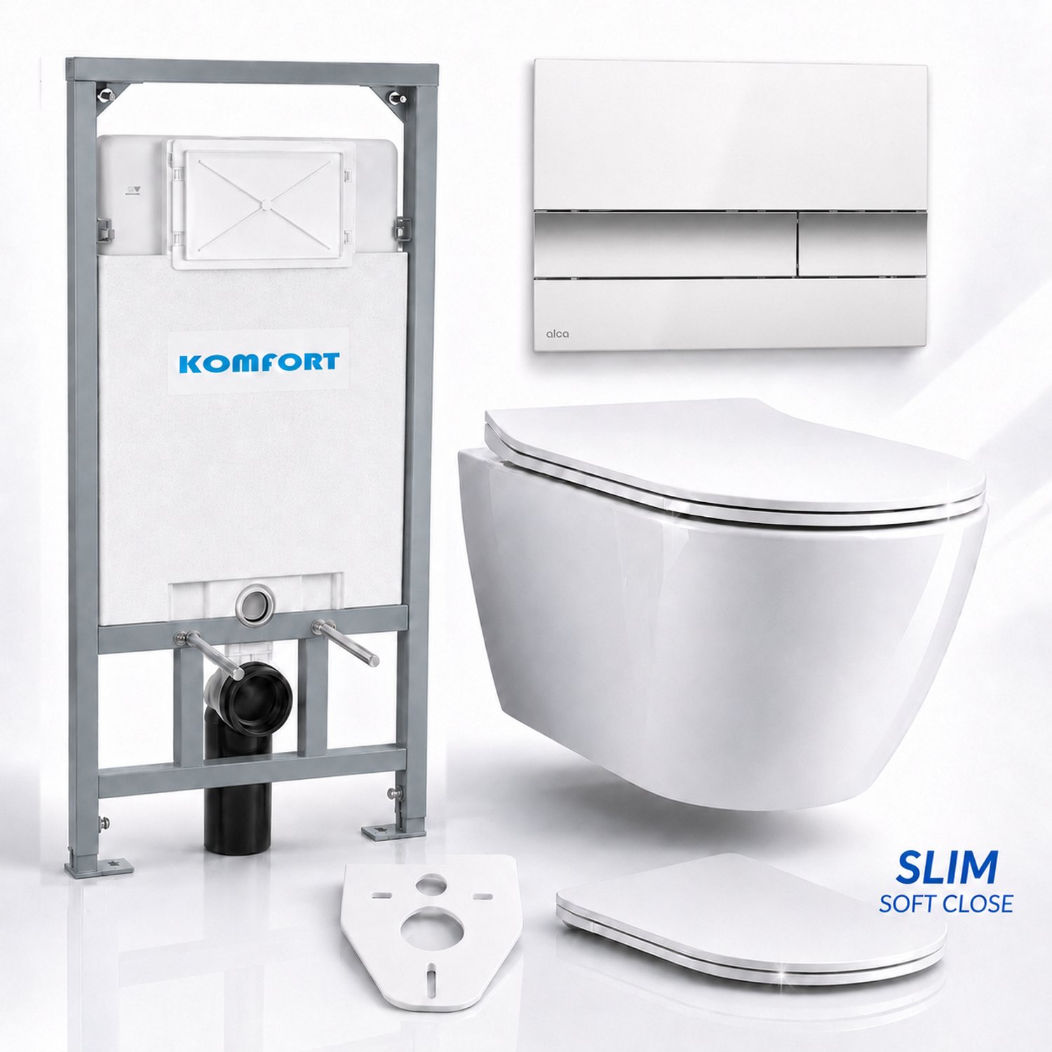 Badland toiletset - Alcaplast KOMFORT C201 1,2 m - ROLO wit - M1722 chroom
