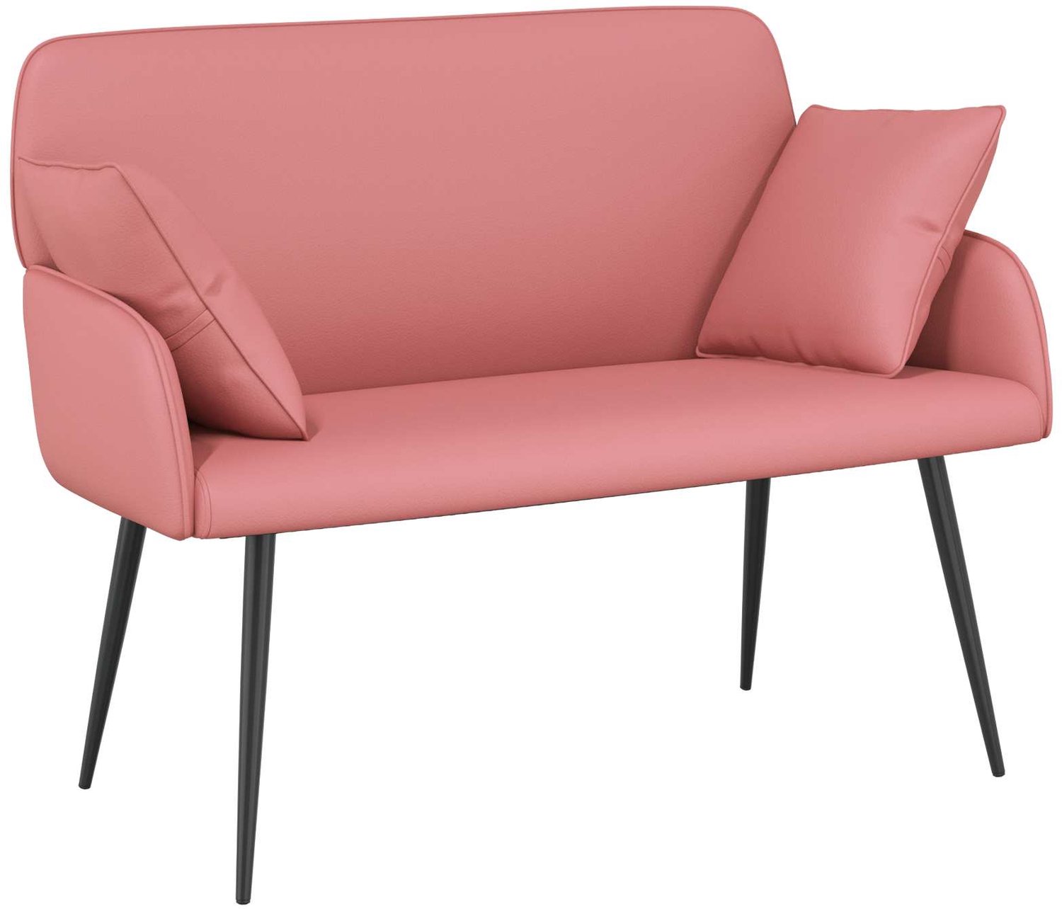 vidaXL Tweezitsbank - met - metalen - poten - 2-zits - Roze - Kunstleer