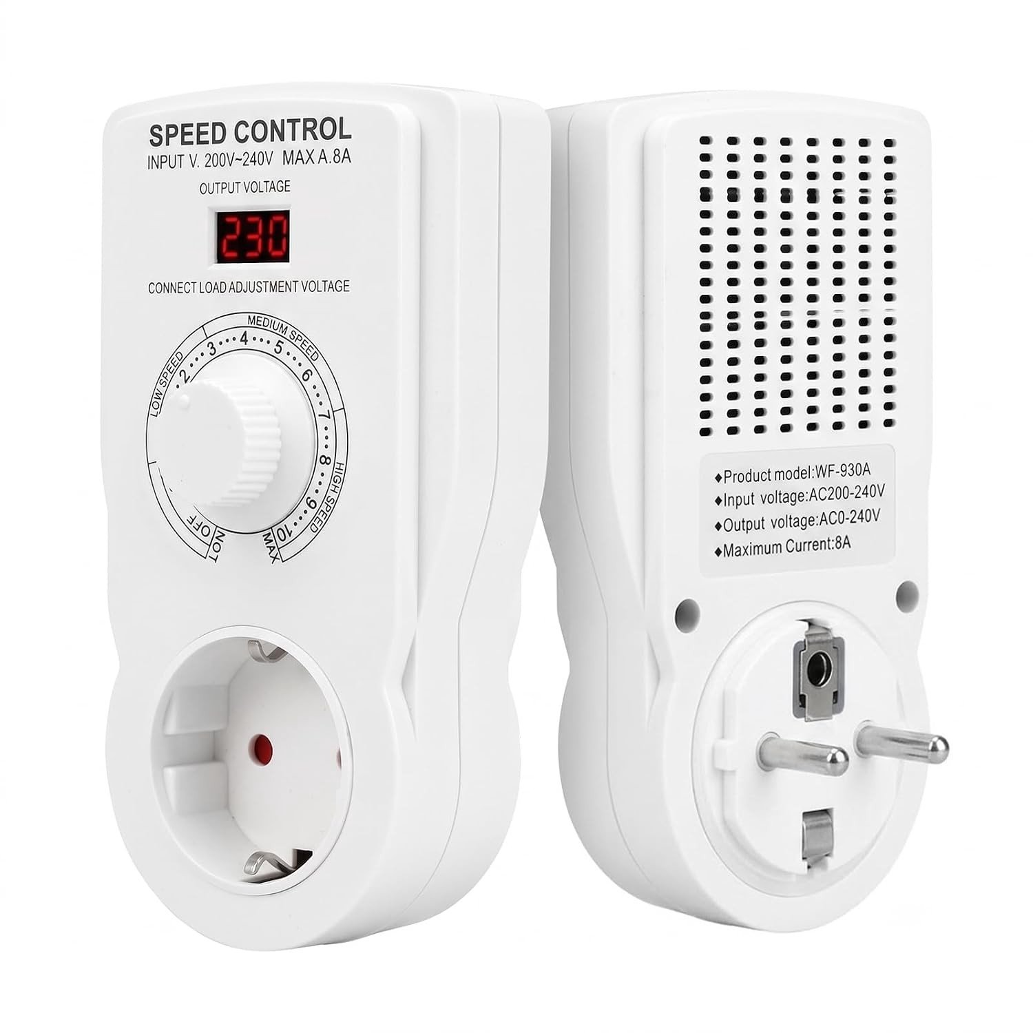 Snelheidsregelaar 230 V voor ventilatoren, afzuigkappen en haakse slijpers tot 500 W, traploze AC spanningsregulator met draaiknop voor optimale controle