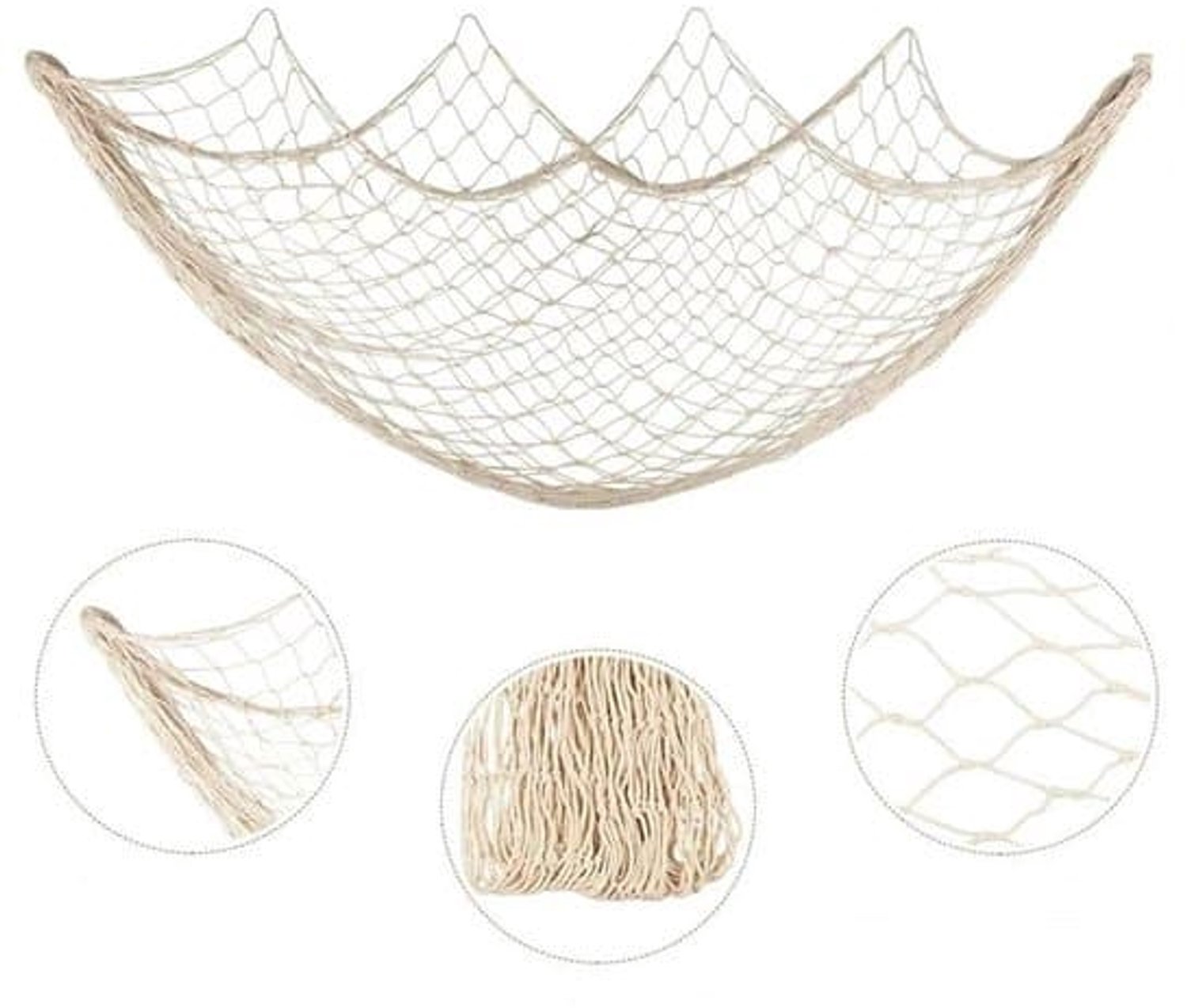 Beige visnet - decoratief net - woondecoratie - 100 x 200 cm - strand - zee - nautisch