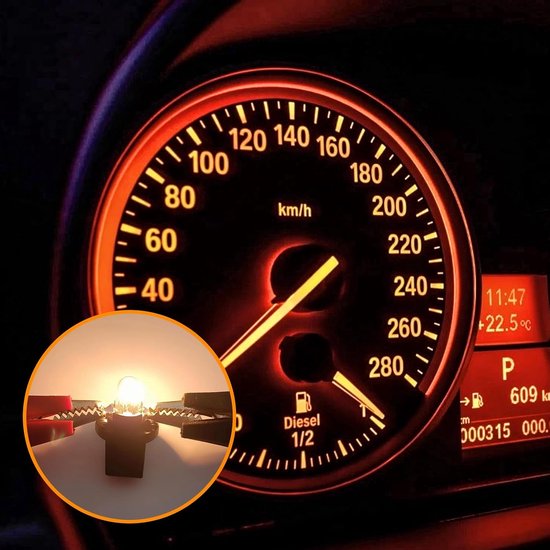 10 stuks dashboardlampen, DC 12 V 2 W T5 snelheidsmeter verlichting indicator lamp autolampen gloeilamp instrumentenverlichting lichtgele mini-lampen halogeen autolampen signaallamp gloeilamp — afbeelding 2