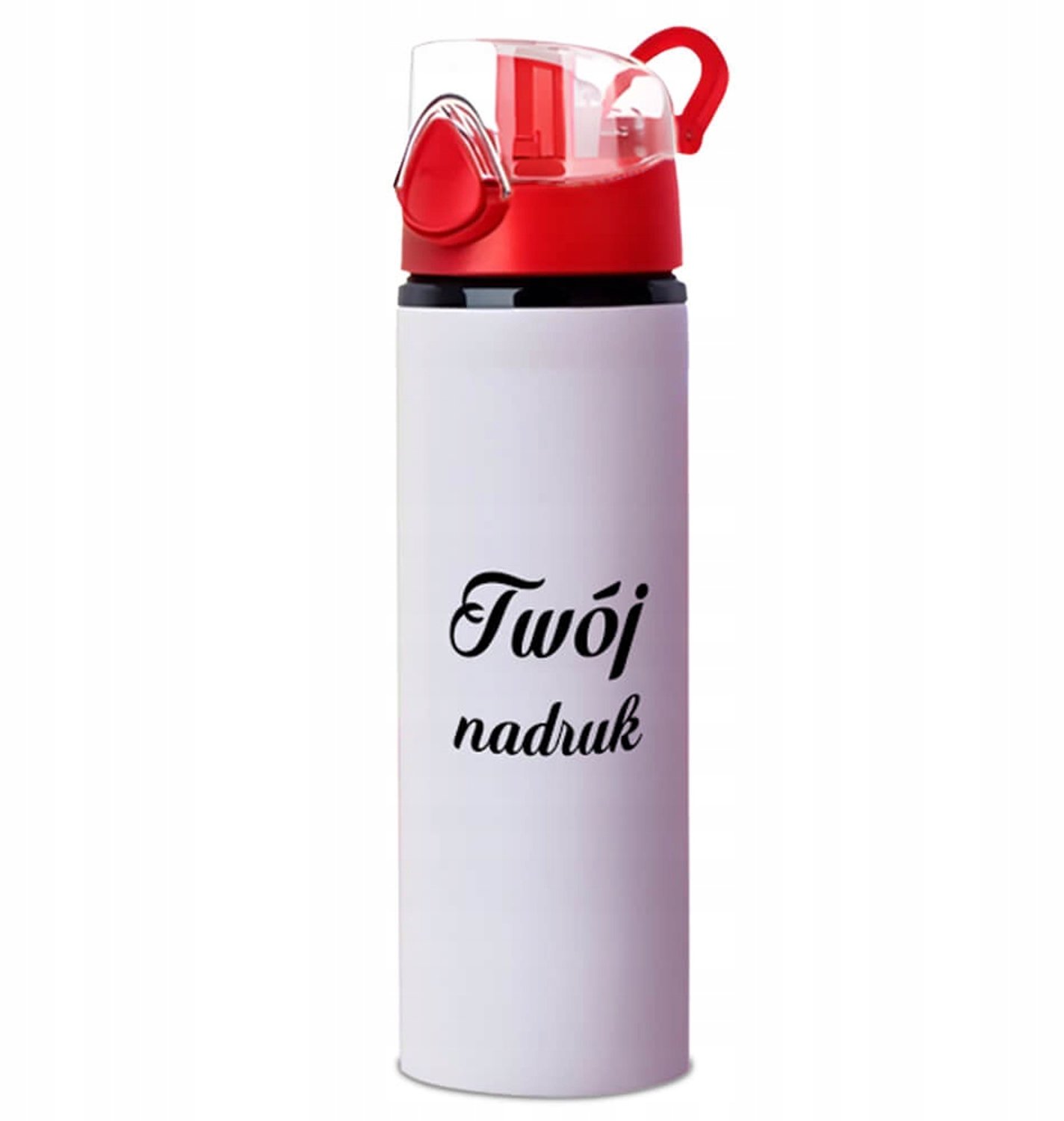 Merkloos Bidon 750ml Wit met Rode Dop - Personaliseerbaar