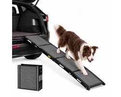 Jake and Jacky Hondenloopplank voor Auto - Opvouwbare Hondentrap - Antislip Loopplank voor Hond - Inklapbaar – Reflecterend - 160x44 cm - Gewicht tot 70 kg