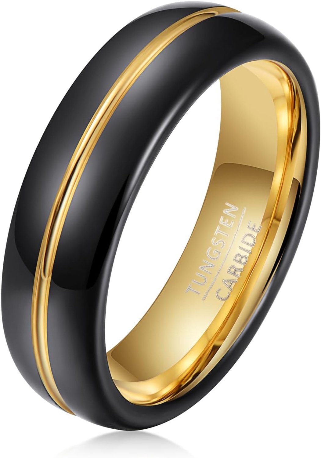 Trouwringen 6mm - tungsten carbide - zwart goud, zilver - stijlvolle klassieke uitstraling - ShopVlot