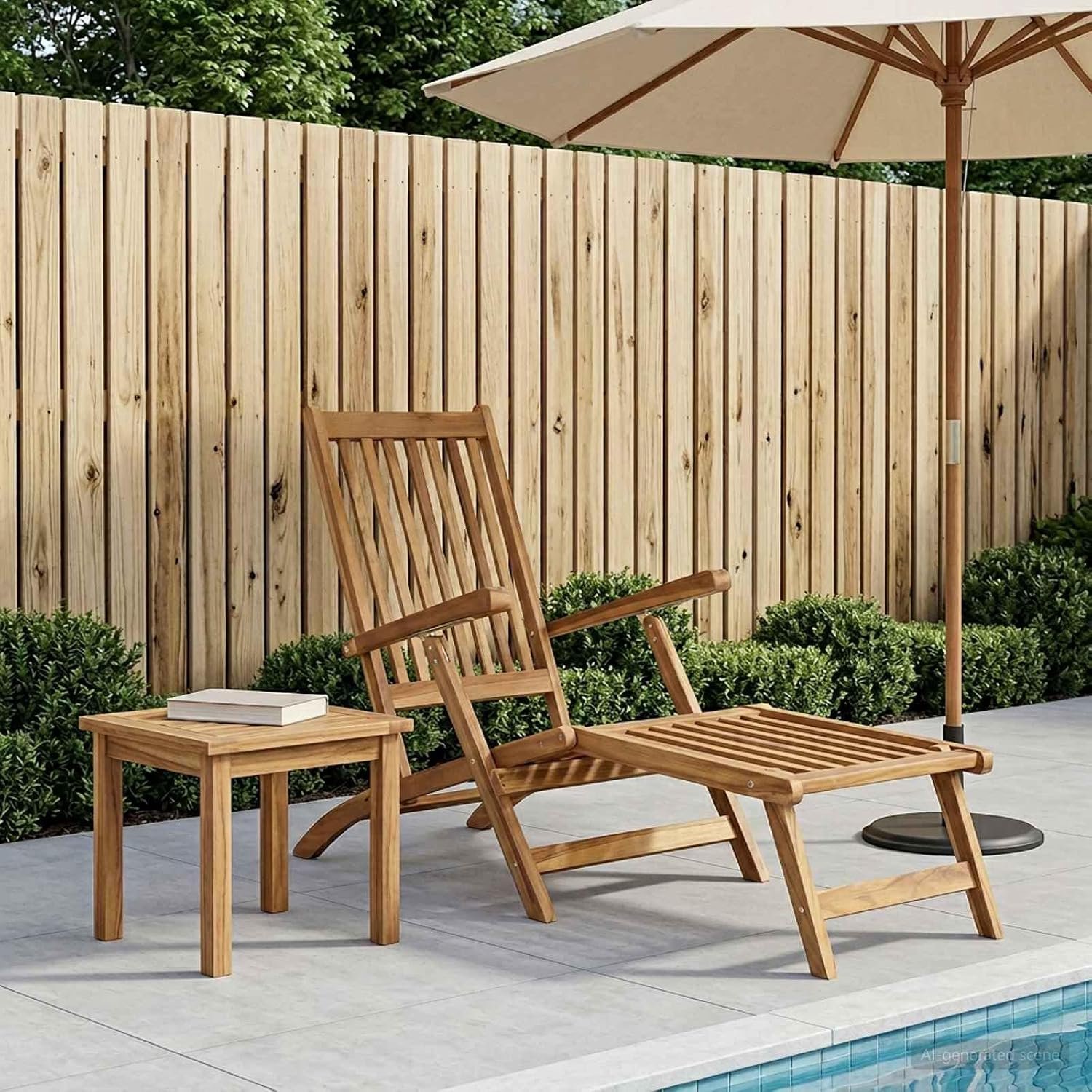 Opvouwbare dekstoel, natuurlijk massief hout, teak