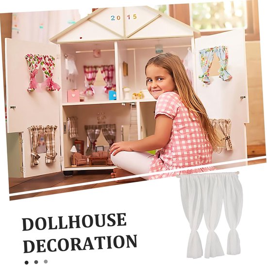 Miniatuurmeubelen Raamgordijnen Poppenhuismeubelen Realistische Miniatuurhuisstoffen Gordijnen Mini Huismeubelen Kleine Poppenhuismeubelen Kleine Meubels Miniaturen Wit — afbeelding 5