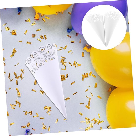 40 Stuks Bruiloft Papieren Bloembuis Kraft Confetti Kegels Centerpieces Bloemenconfetti Huwelijksfeestkegels Bruiloft Gedroogde Bloemkegels Wit — afbeelding 3