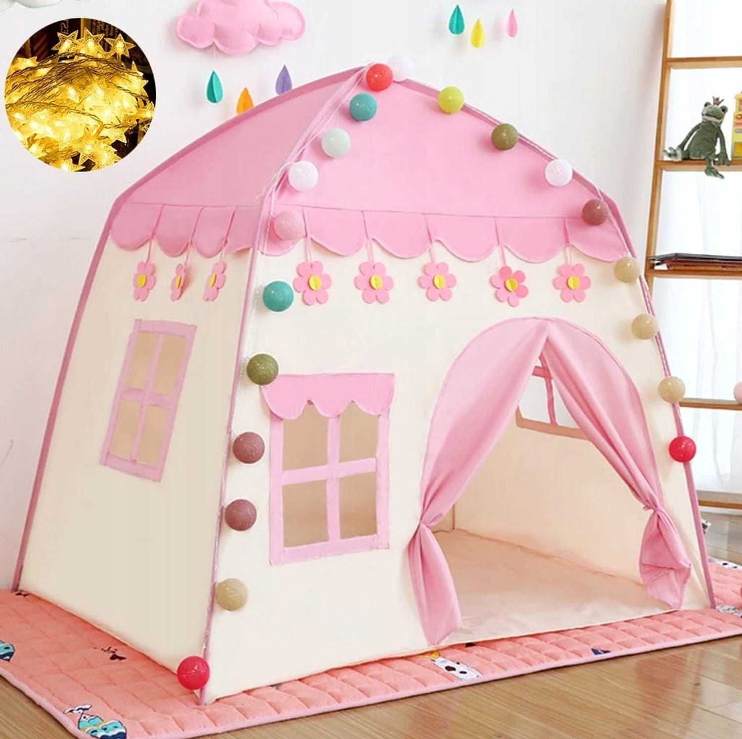 Roze Prinsessenkasteel Speeltent Kinderen 130x100x130cm