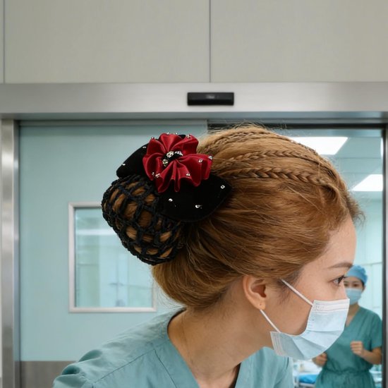 Set van 4 haarknotkapjes met strik en strass voor verpleegsters — afbeelding 5