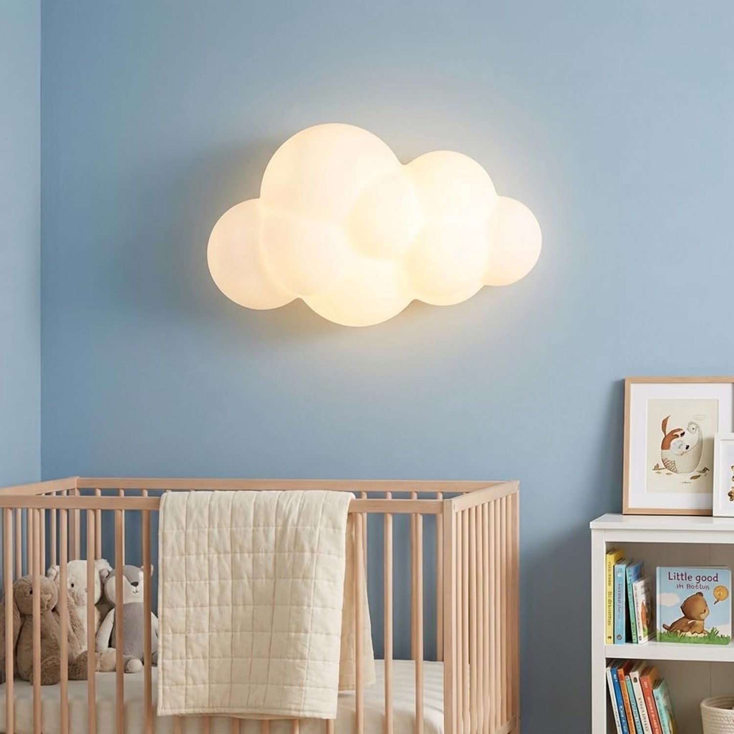 LED wandlamp voor kinderkamer, wolk 3D, 7W, wit polycarbonaat, driekleurige CCT 3000K/4000K/6000K, veilig modern ontwerp voor slaapkamers en kinderruimtes, energieklasse F