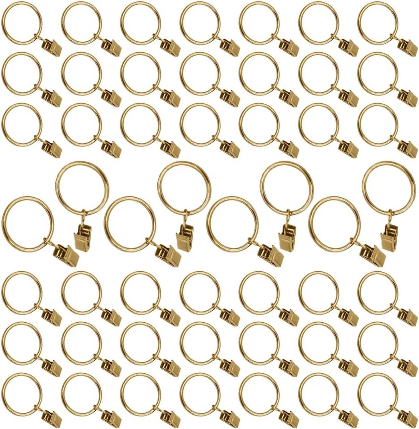 50 Stuks Gordijnringen met Klemmen, Roestvrijstalen Gordijnhaken, 38mm Diameter voor Zware Gordijnen en Drape - Goudkleurig, Duurzaam en Sterk