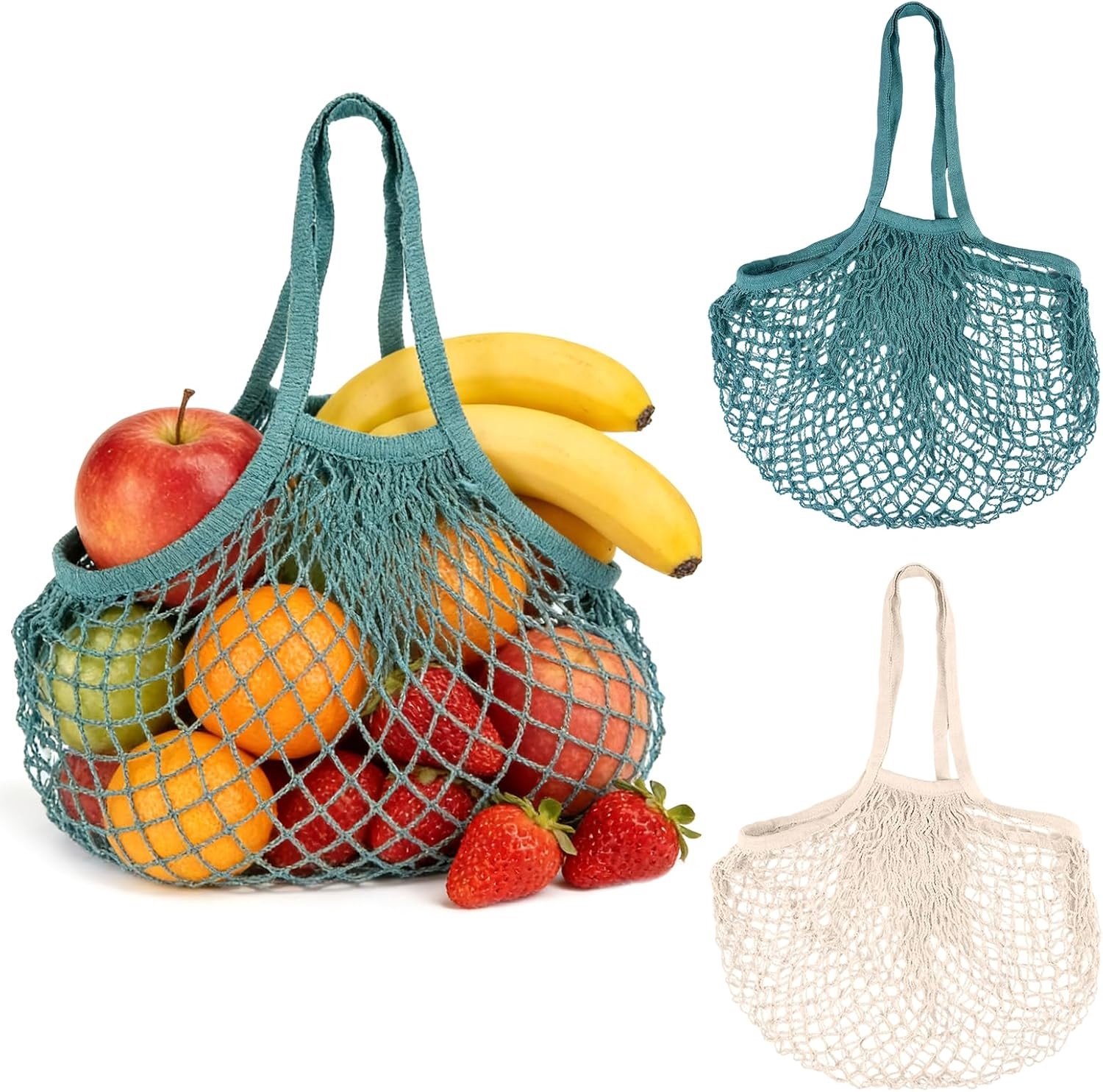 Vouwbare Mesh Tas voor Fruit en Groenten - Set van 2, Ideaal voor Opslag en Versheid, 56 cm