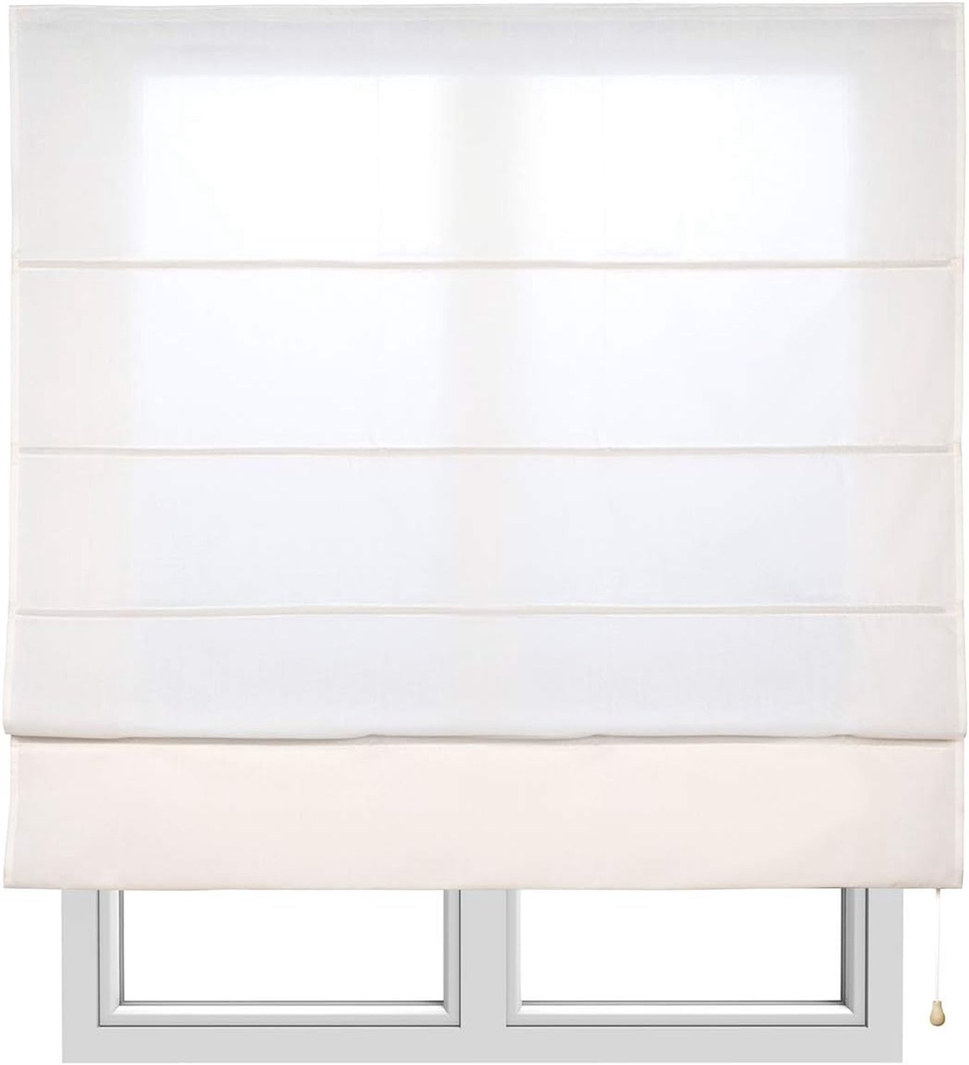 Rolgordijn met baleinen, effen lichtdoorlatend vouwgordijn voor ramen en deuren, ideaal voor keuken, woonkamer, slaapkamer, enz. I Rauw, 75 x 175cm