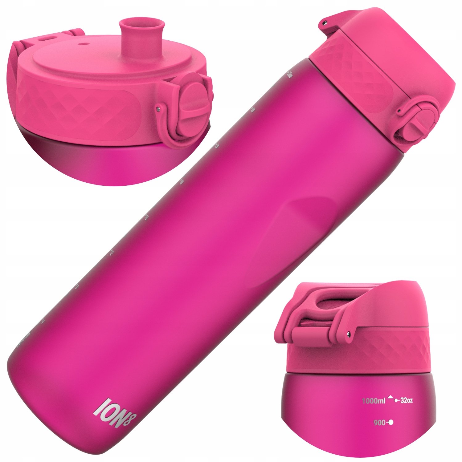ION8 Bidon Sportief 1L BPA-Vrij met Maatstreep & Handvat - Roze