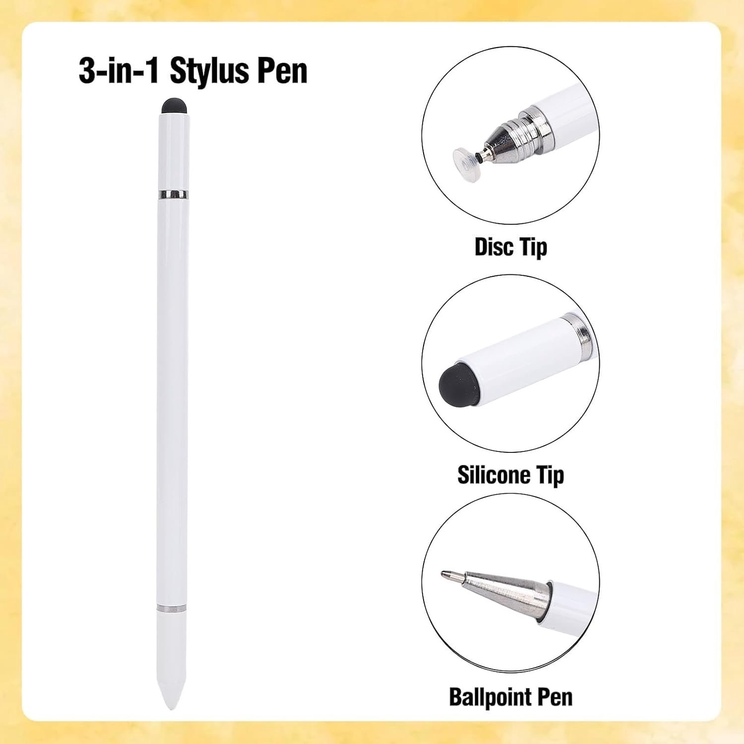 Annadue Styluspen voor Touchscreen, 3-in-1 Kalender-styluspen, Hoge (WHITE)