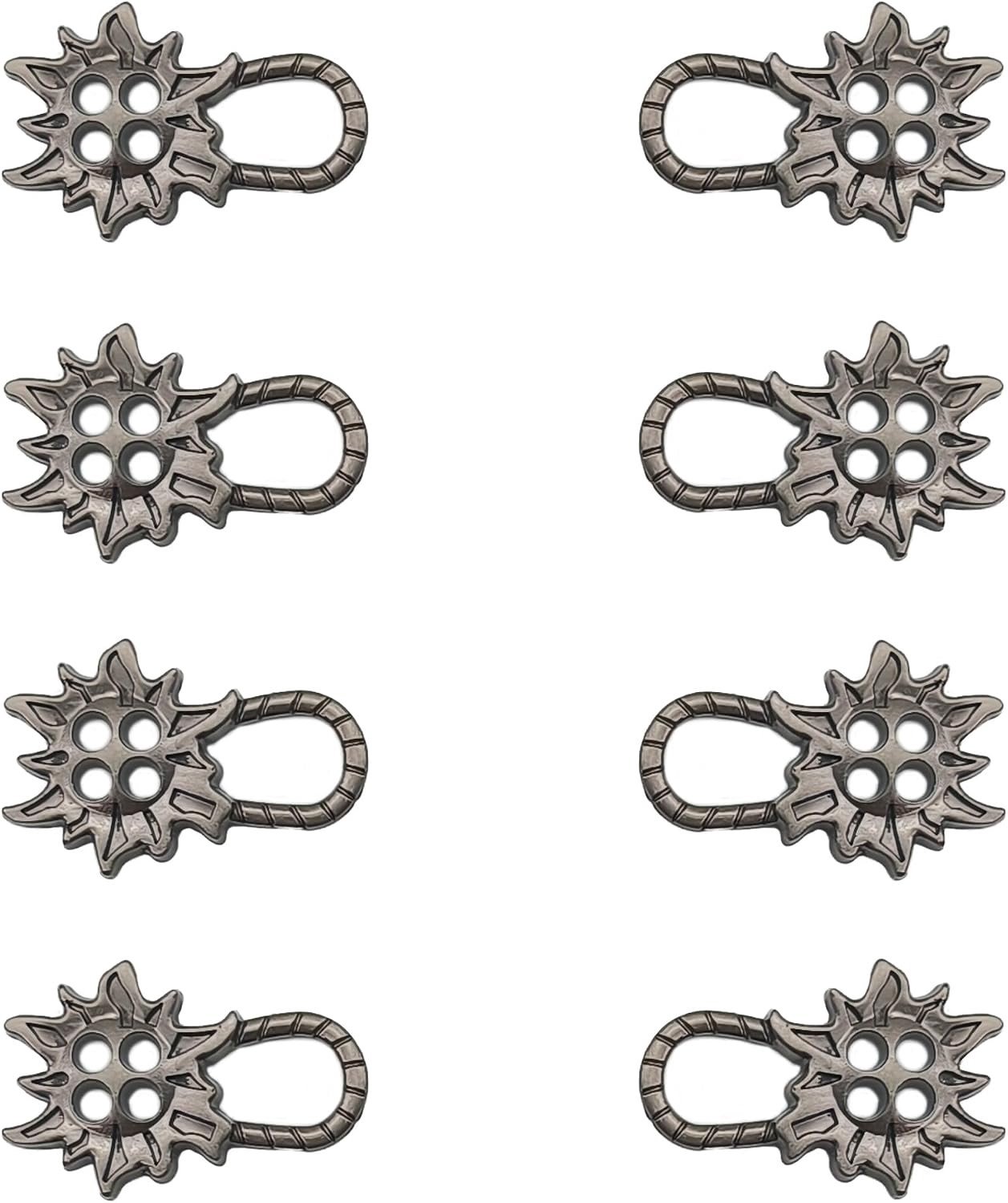 Metaal Knopen voor Dirndl - 8 Stuks (4 Pairs) - Naai Knopen voor Folk Kostuums, Bodice en Dirndl - 33 x 21 mm, Grijs