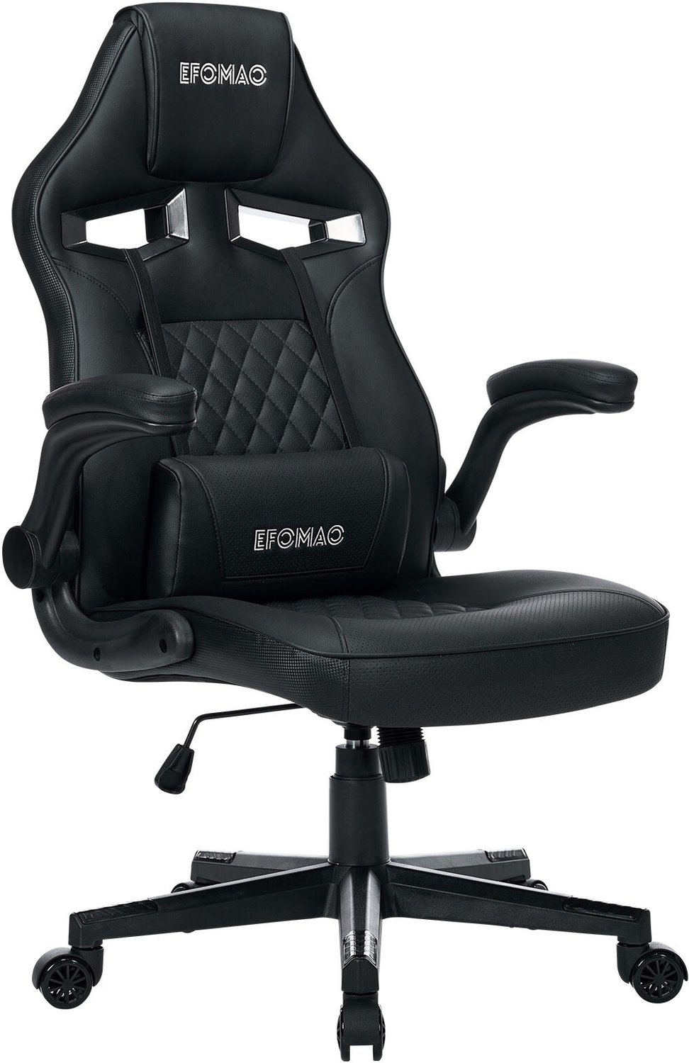 ZynoCore Gaming Stoel – Ergonomische Bureaustoel – Opklapbare Armleuningen – Ruimtebesparend – 105° Wipfunctie – Lendenkussen – Ademend PU Lederen Gamestoel – 150 kg – Zwart – PC Stoel