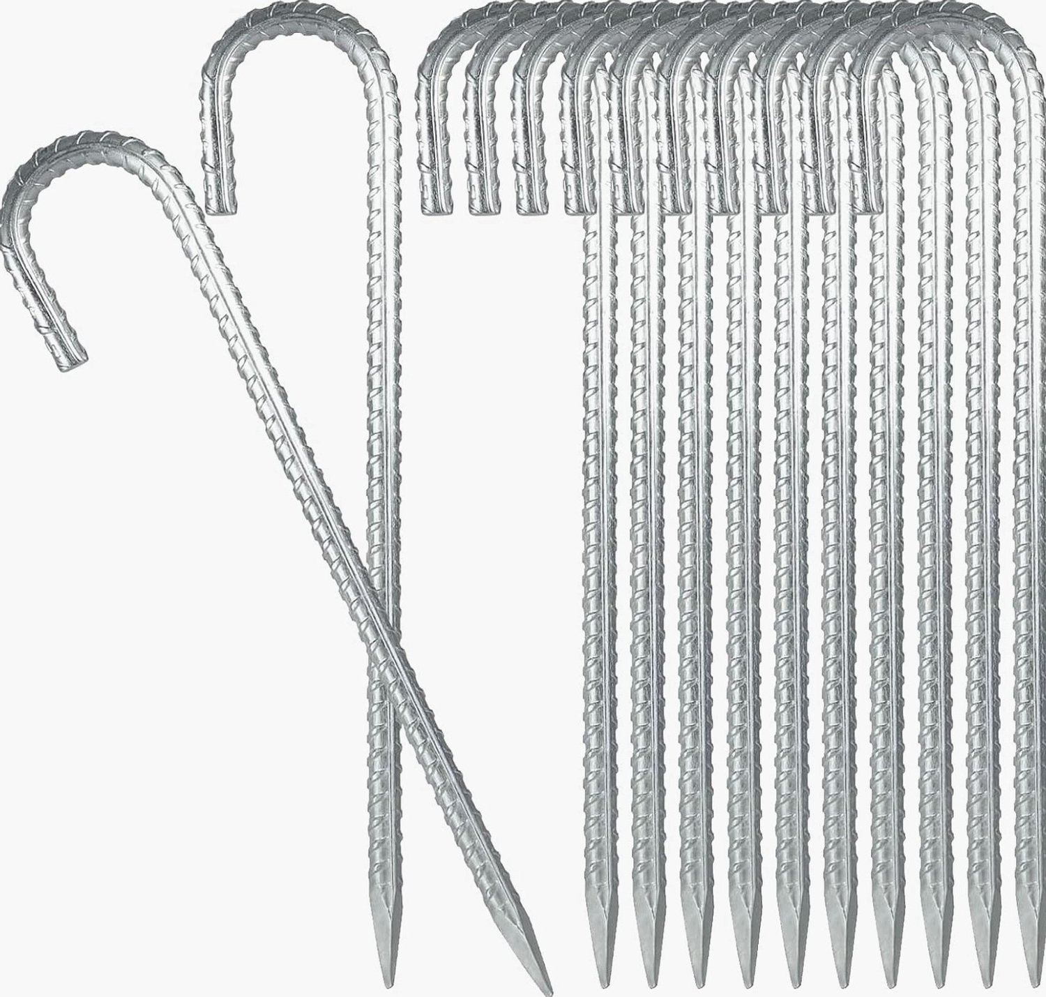 12x Grondpennen 30cm - Stevige J-haken voor Tuin & Tenten