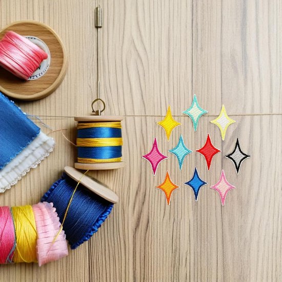 40 Stuks Delige Kleurrijke Geborduurde Sterren Opstrijkbare Patches Kleine Vierpuntige Stervormige Decoratieve Stoffen Applicaties Duurzaam Eenvoudig Te Bevestigen voor Jas Jeans — afbeelding 4