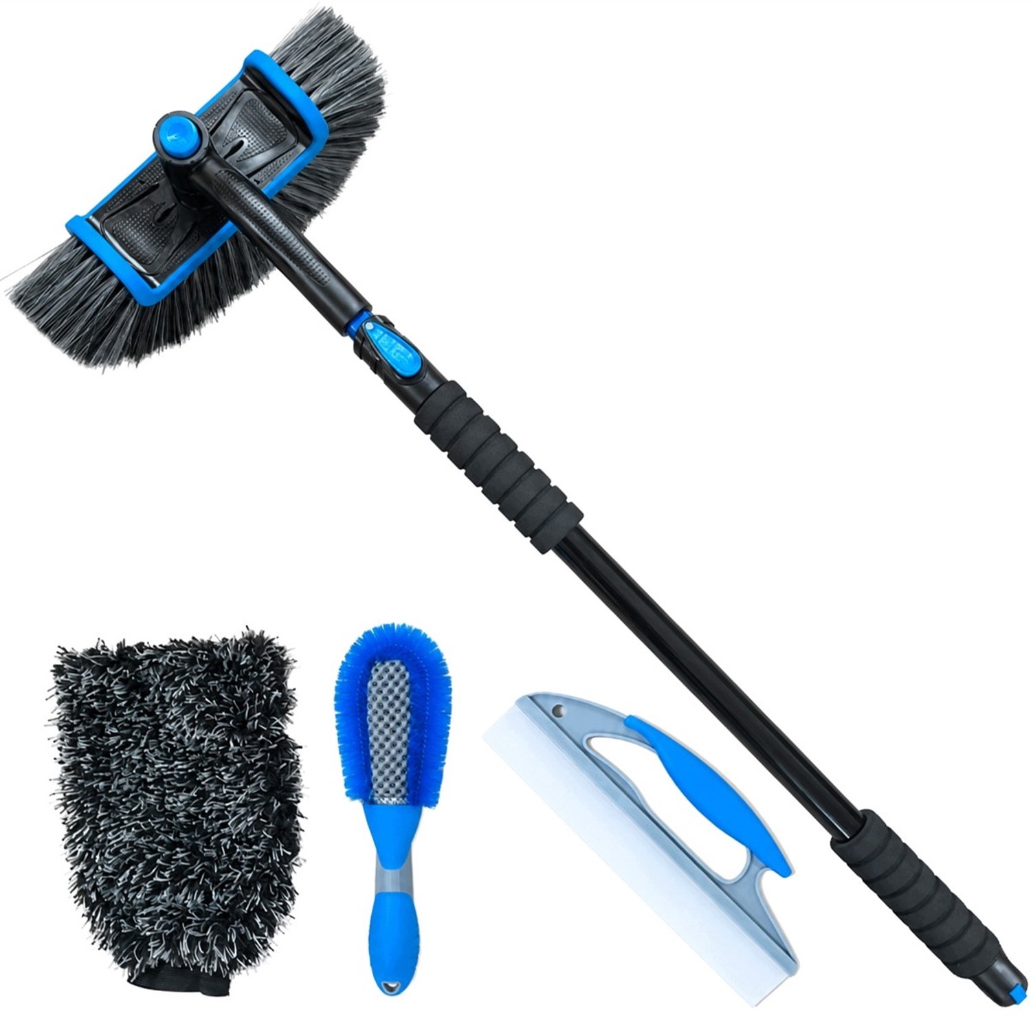Auto SPA KIT: Telescoop wasborstel, wisser, handschoen, velgborstel