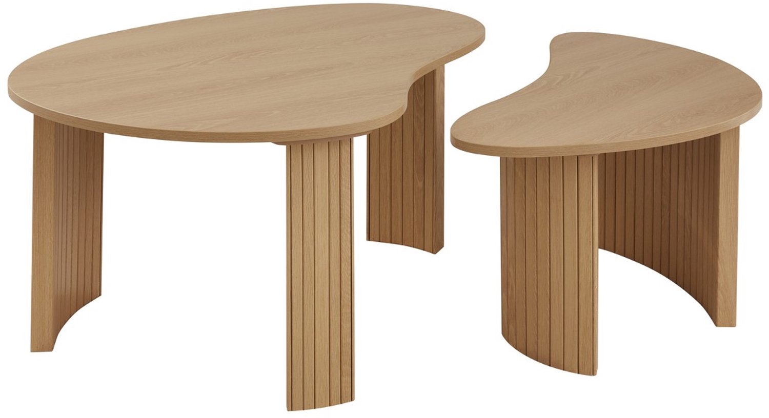 CALICOSY - Set van 2 salontafels in organische vorm met houtdecor - THÉA