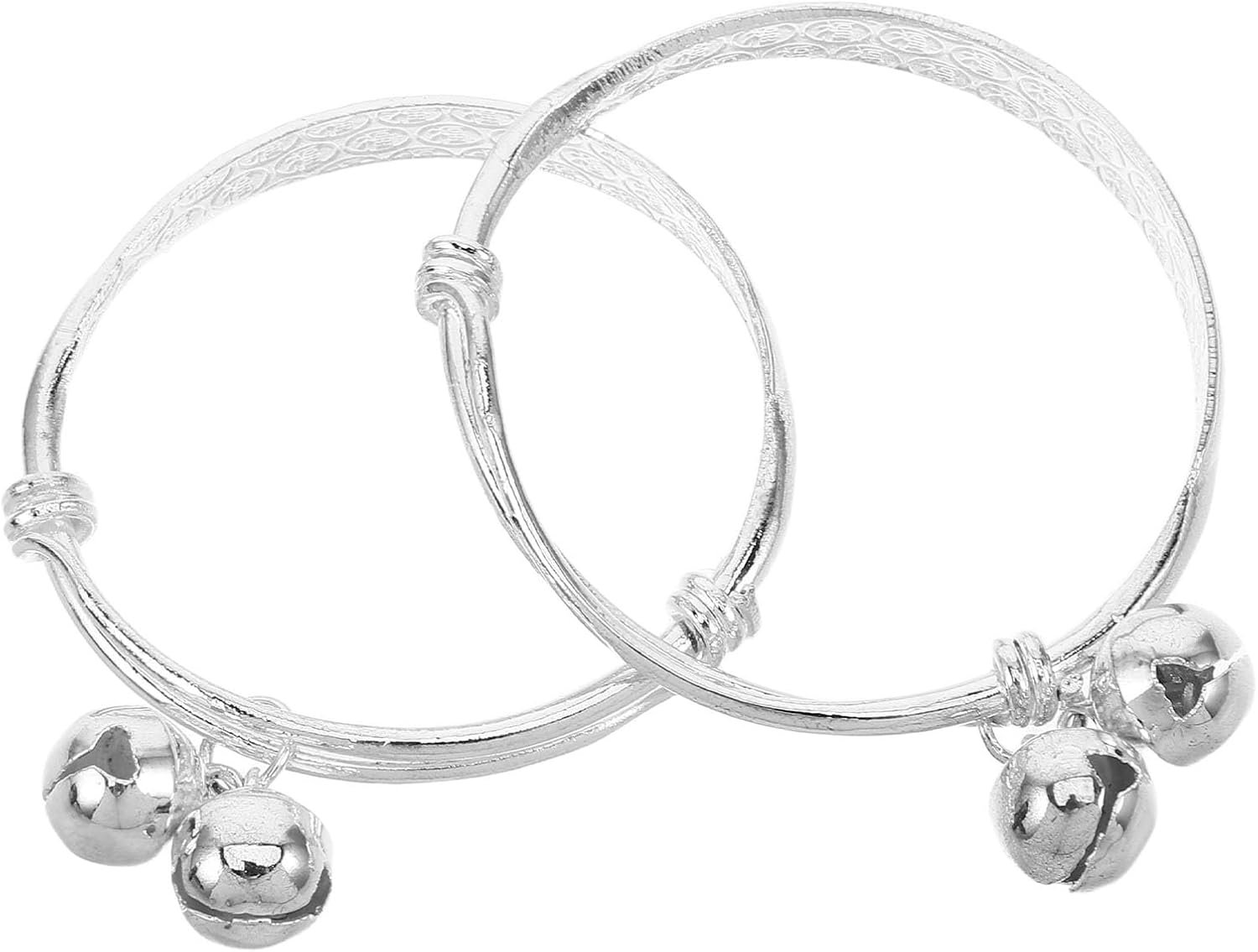 1 paar zilveren armbanden met belletjes voor meisjes, verstelbare armband met belletjes voor kinderen, decoratieve sieraden met bedeltjes voor fotoshoots en mijlpaalvieringen met baby's.