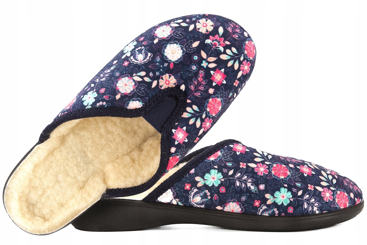 Adanex Dames Pantoffels Wol Gevoerd PU Zool Blauw Maat 37