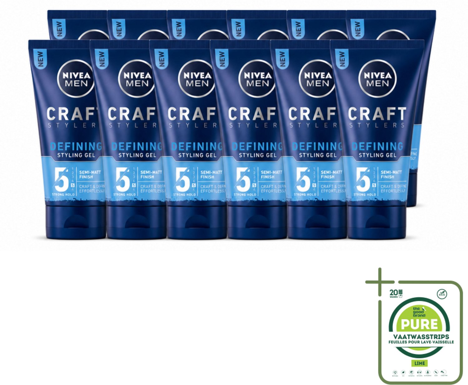 12 x NIVEA MEN - Styling Gel - Matte Finish - 150 ml - Grootverpakking - Vaatwasstrips - Haarkleur - Haartypen - Haartypen - Haartypen - Haartypen