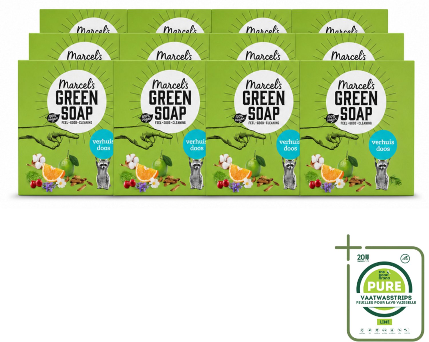 12 x Marcel's Green Soap - Verhuisdoos - Duurzaam Schoonmaken - Natuurlijke verzorging - 8 Zeepjes - Grootverpakking - Vaatwasstrips - Verhuizing - Schoonmaken - Natuurlijke Reiniging - Duurzaamheid - Milieuvriendelijk