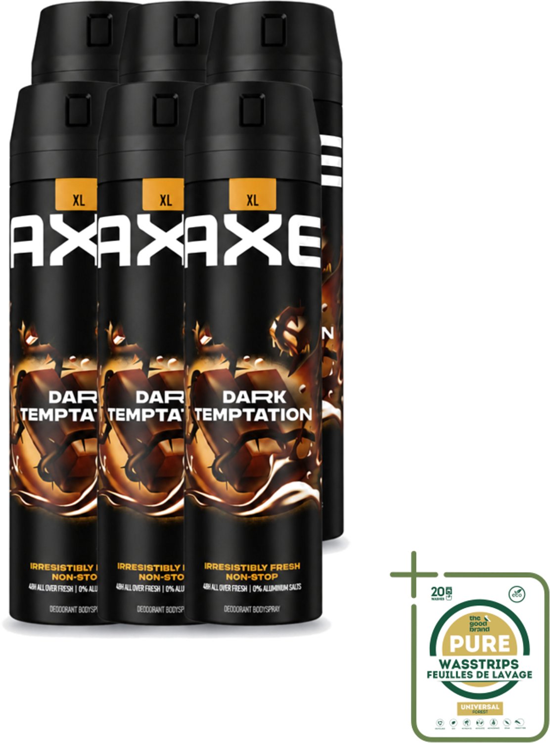 6 x AXE - Deodorant Spray - Dark Temptation - Chocoladegeur - Verleidelijk Fris - 200 ml - Deodorant Spray - Geur - Chocolade - Sensueel - Fris