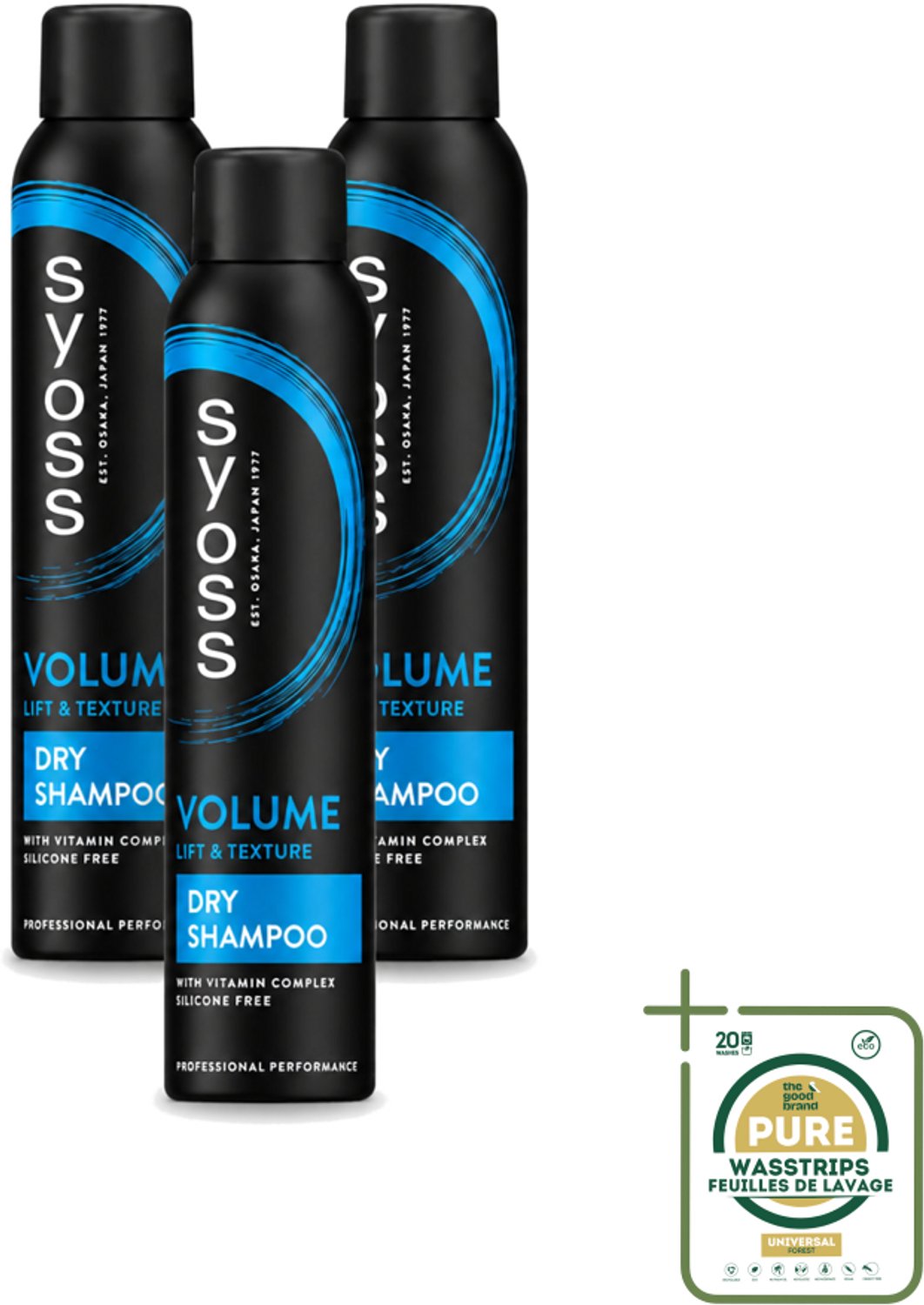3 x SYOSS - Volume Droogshampoo - Shampoo - Voor Volumeboost - 200ml - Wasstrips - Volumeboost Haar - Droogshampoo - Fris Haar - Haarversterking - Panthenol