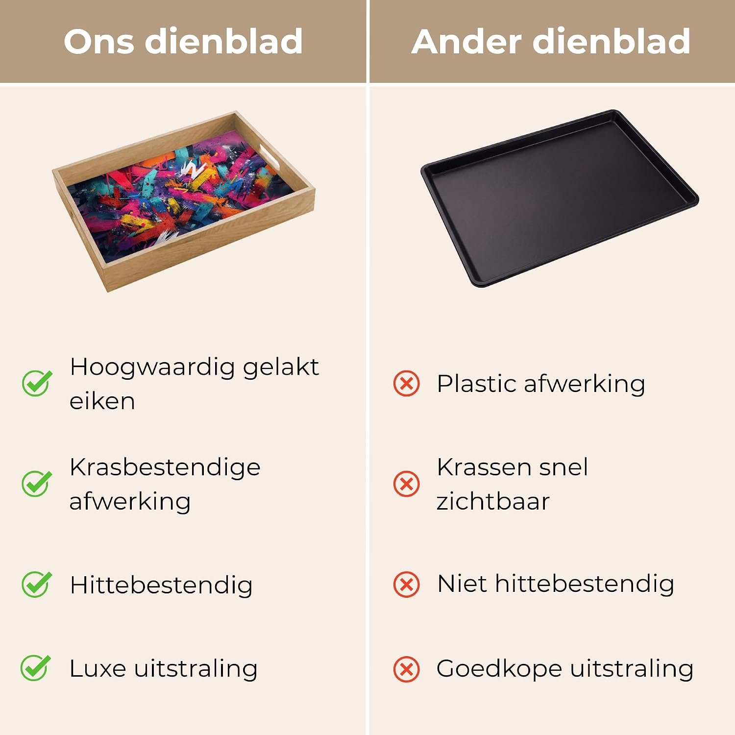Houten Dienblad Rechthoekig Serveerblad Met Handgrepen