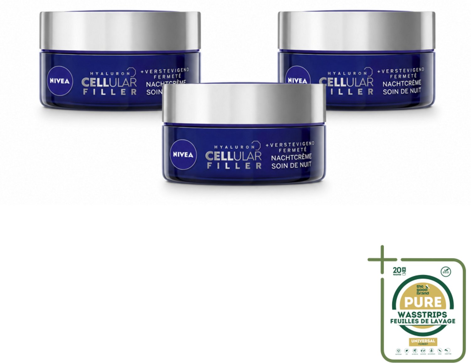 3 x NIVEA - Nachtcrème - CELLular Expert Filler Anti-Veroudering - Voor alle huidtypes - Met Hyaluronzuur & Foliumzuur - Anti-Rimpel & Hydraterend - 50 ml - Anti-oudering Crème - Rimpelcrème - Nachtcrème - Huidvernieuwing - Hyaluronzuur Crème