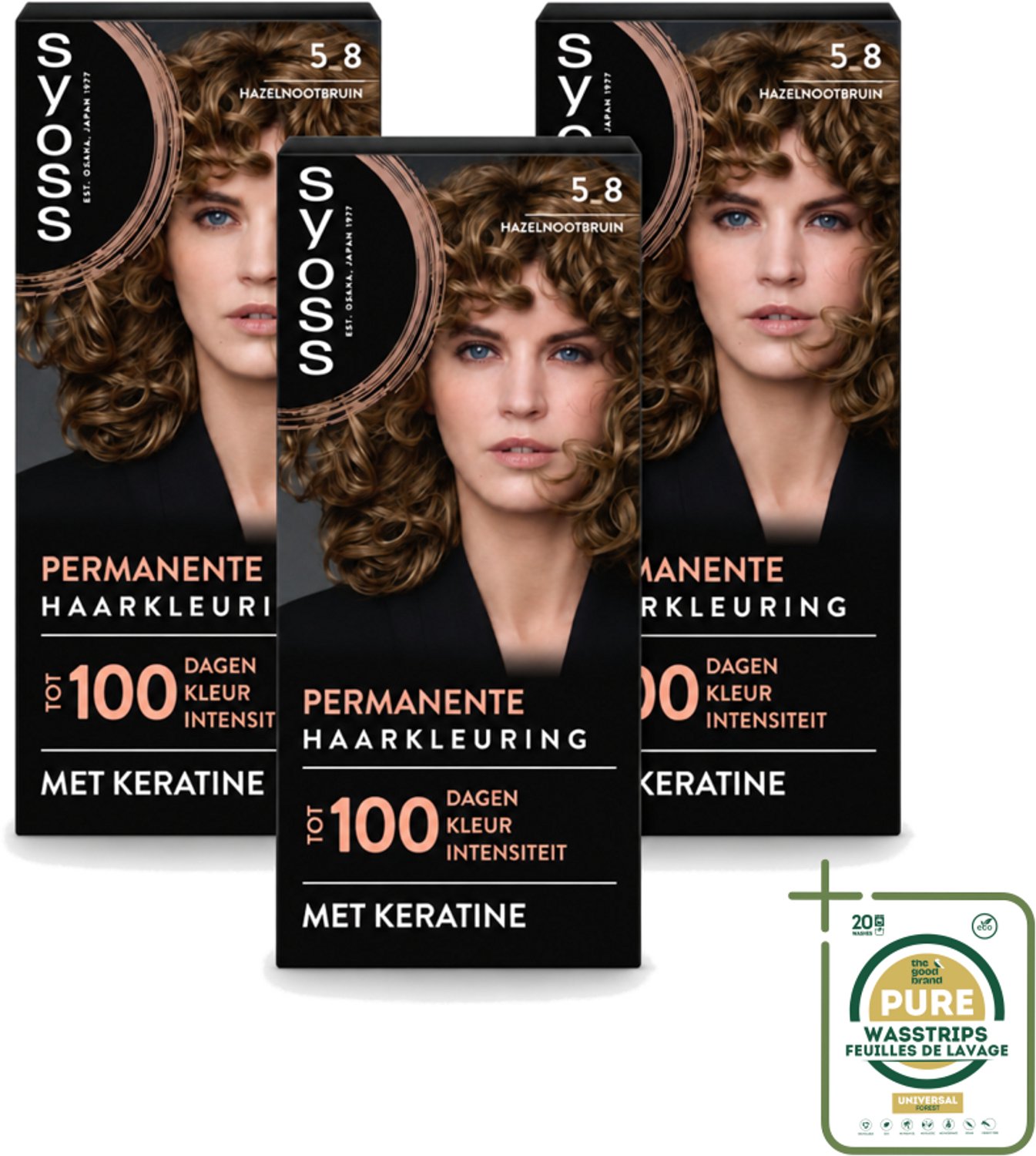 3 x SYOSS - Coloration 5-8 Hazelnootbruin - Haarverf - Grijsdekking - Vermindert Haarbreuk - Wasstrips - Haarkleur - Haarkleuring - Grijsdekking - Haarverf - Haarverf Permanent