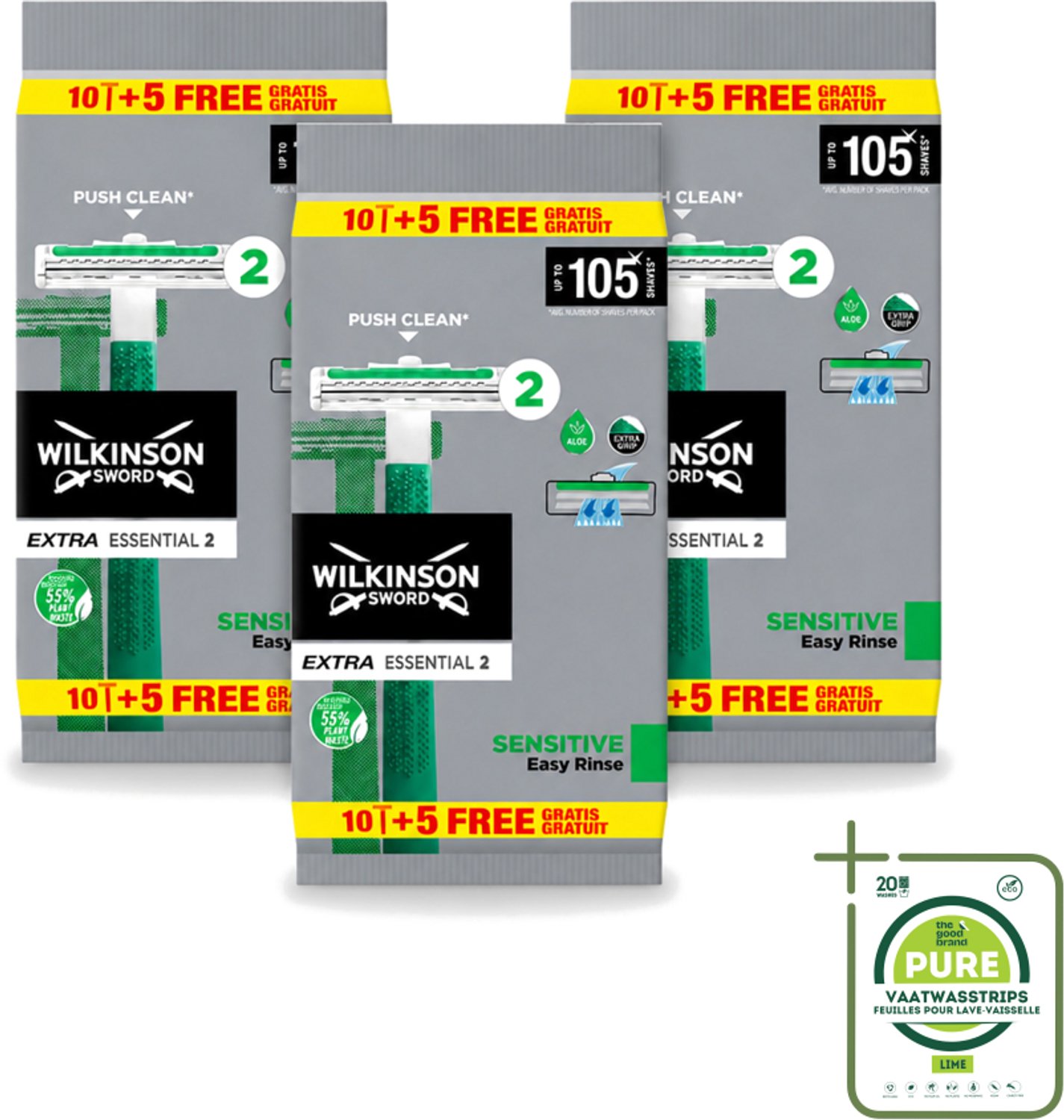 3 x Wilkinson - Wegwerpscheermesjes - Extra Essential 2 Sensitive - Zacht - 15 mesjes - Grootverpakking - Wegwerpscheermesje - Scheermesje - Gevoelige Huid - Zachte Scheerervaring - Scheren