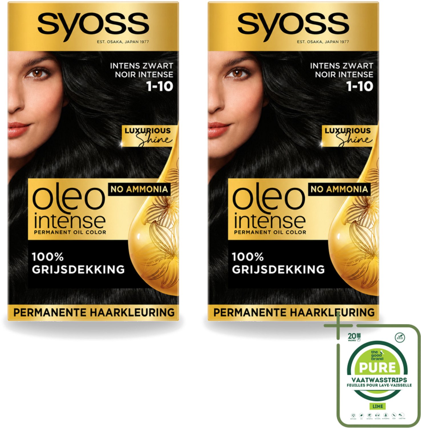 2 x SYOSS - Oleo Intense 1-10 - Haarverf - Permanente Haarkleuring - Intens Zwart - Langdurige Kleur - Grootverpakking - Intens Zwart Haar - Permanente Haarkleuring Zonder Ammoniak - Haarkleur Zwart - Salonkwaliteit Thuis - Grijsdekking Haar