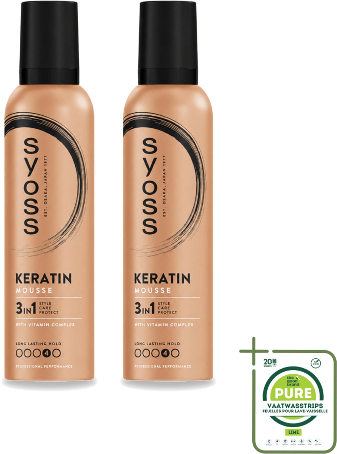 2 x Syoss - Keratin - Haarmousse - Versterkt Haarvezels - 250 ml - Grootverpakking - Haarmousse - Keratine - Haarversterking - Styling - Haarverzorging