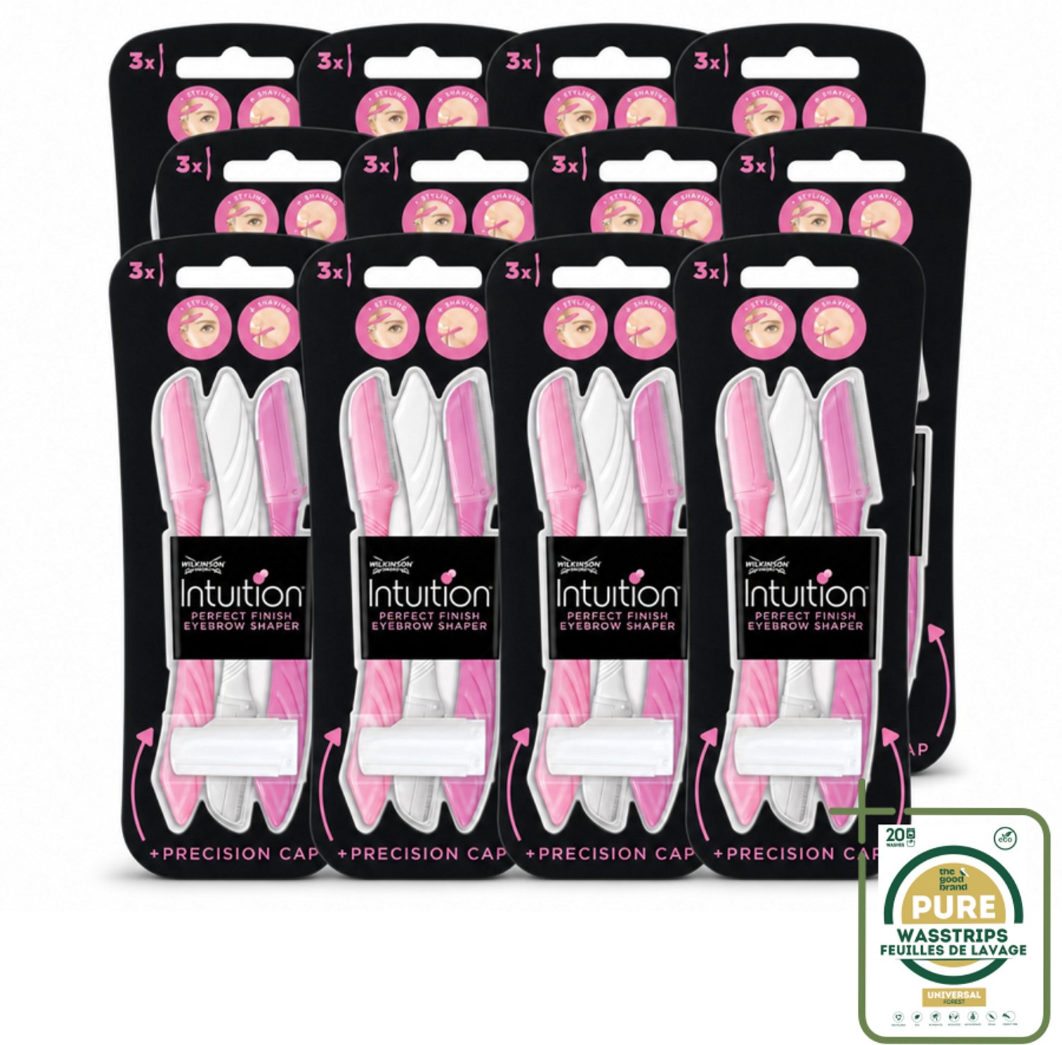 12 x Wilkinson Intuition - Navulmesjes - Wenkbrauw Shaper - Precisie - 3 mesjes - Wenkbrauw Shaper - Wenkbrauw Vormen - Haartjes Verwijderen - Exfoliatie - Huid Verzorging