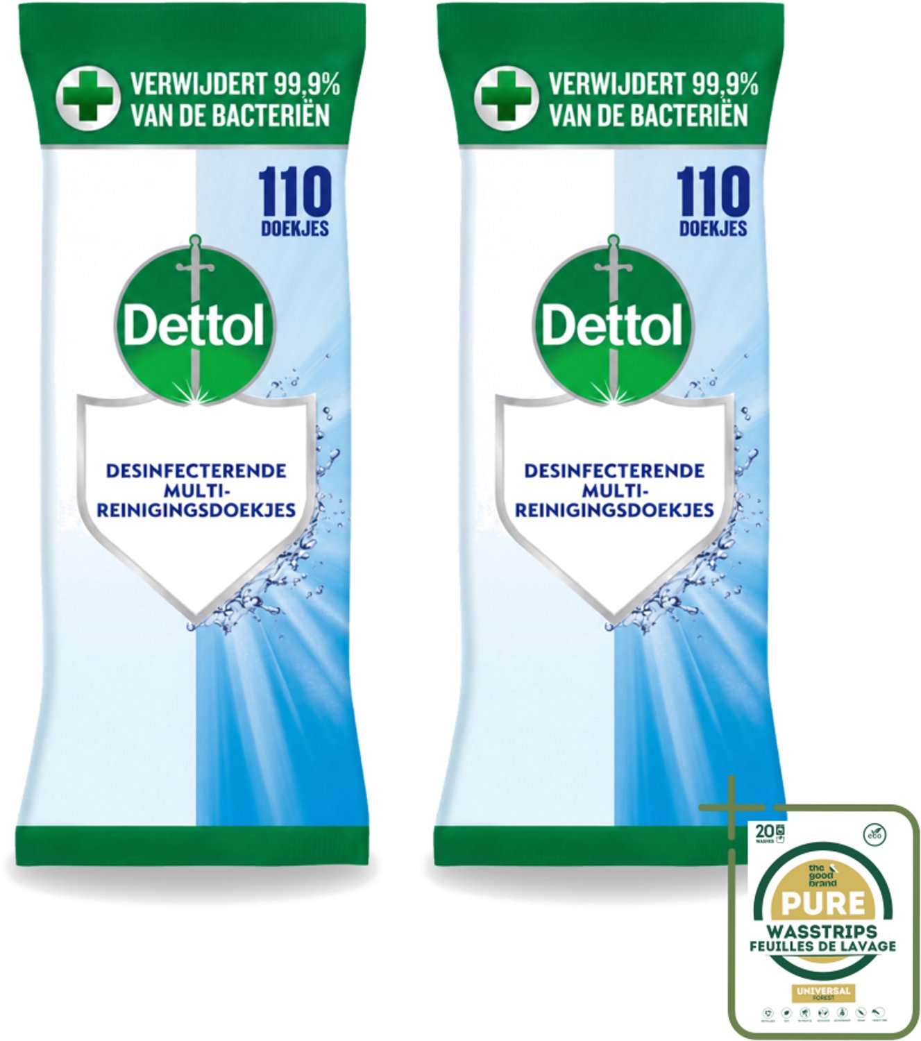2 x Dettol - Reinigingsdoekjes - Extra Grootverpakking - Gezinshygiëne - 110 Doekjes - Hygiëne - Reinigingsdoekjes - Antibacteriële Doekjes - Keuken Reinigen - Badkamer Reinigen