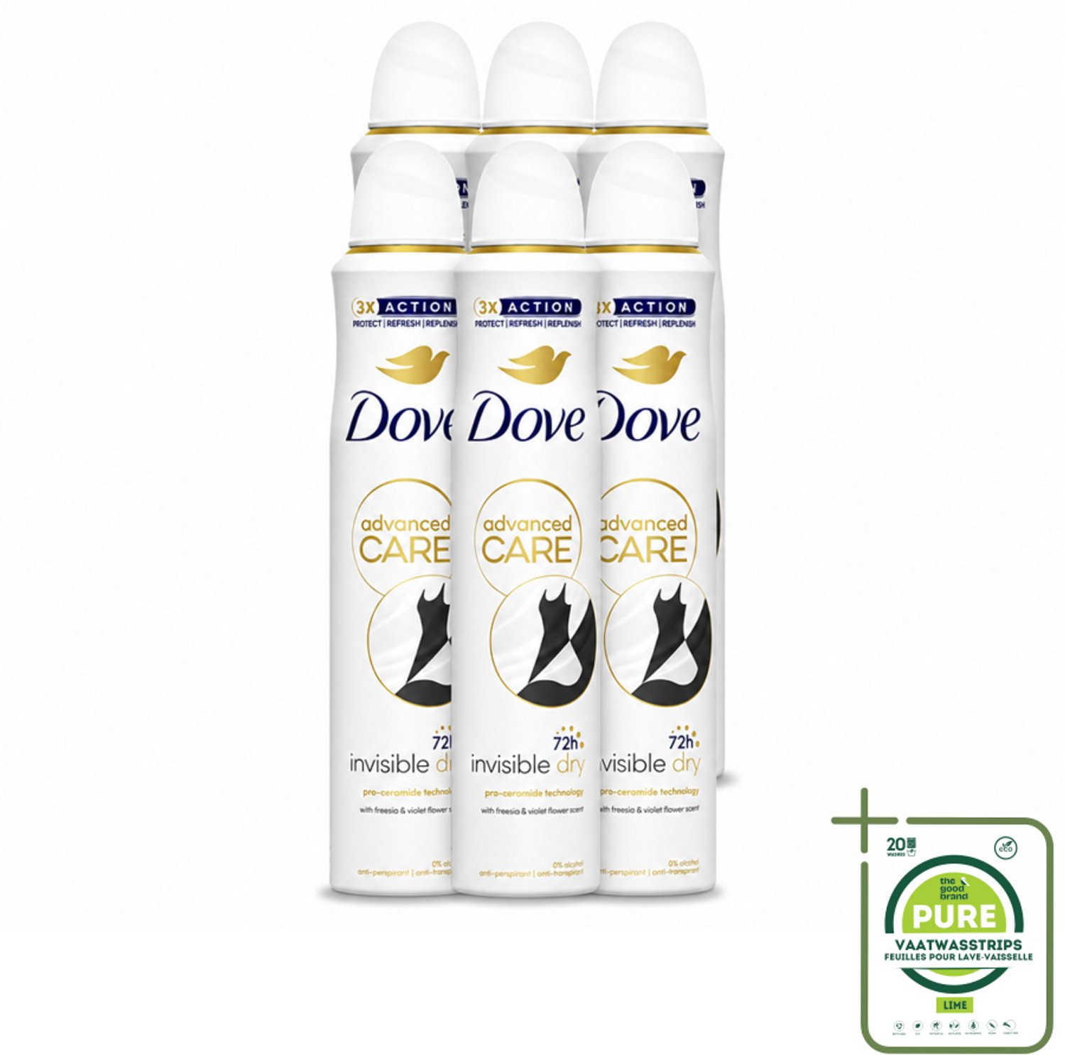 6 x Dove Deodorant Spray - Invisible Dry - 200 ml - Grootverpakking - Dove Deodorant Spray - Onzichtbare Deodorant - Zweetvermindering - Lichaamsgeur - Okselbescherming
